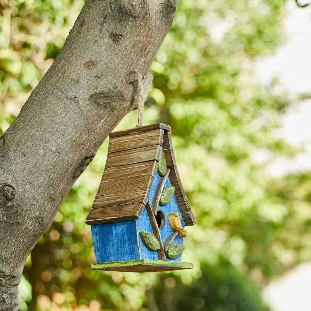 Farmhouse Solid Wood Hanging Birdhouse – Rustic Garden Charm
