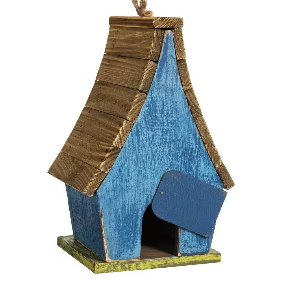 Farmhouse Solid Wood Hanging Birdhouse – Rustic Garden Charm