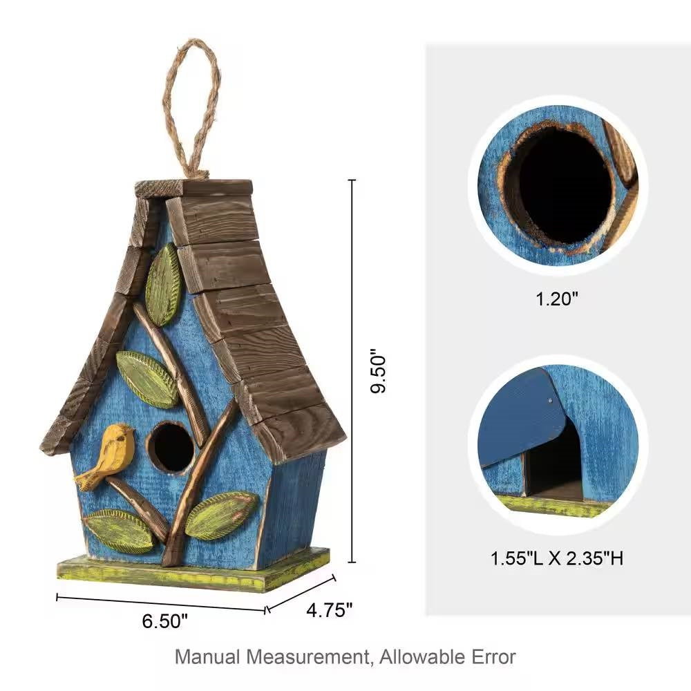Farmhouse Solid Wood Hanging Birdhouse – Rustic Garden Charm