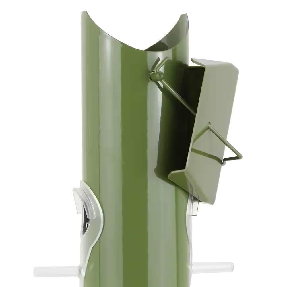Olive Green Metal Tube Bird Feeder – 6-Port Outdoor Favorite