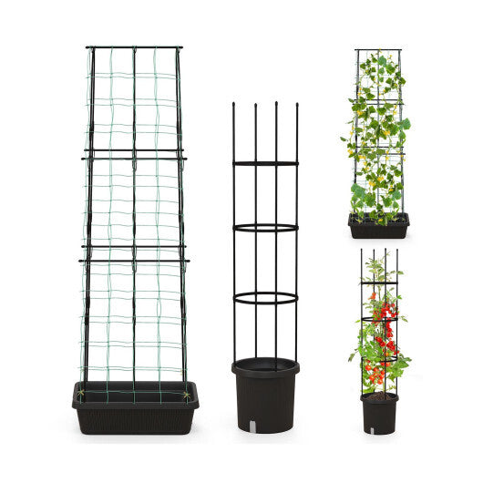 2 Pack Garden Planters with Trellis and Cage