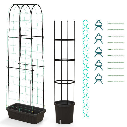2 Pack Garden Planters with Trellis and Cage