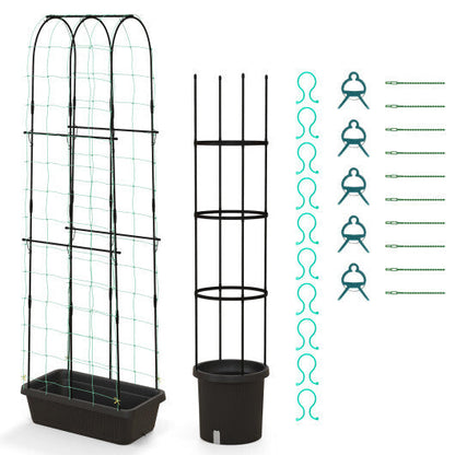 2 Pack Garden Planters with Trellis and Cage