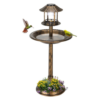Bronze Solar Bird Bath – Elegant Garden Accent with Light