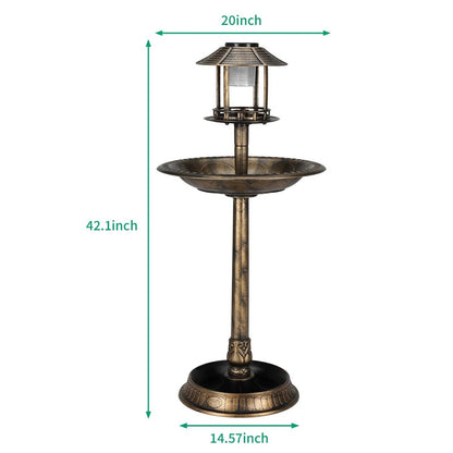 Bronze Solar Bird Bath – Elegant Garden Accent with Light