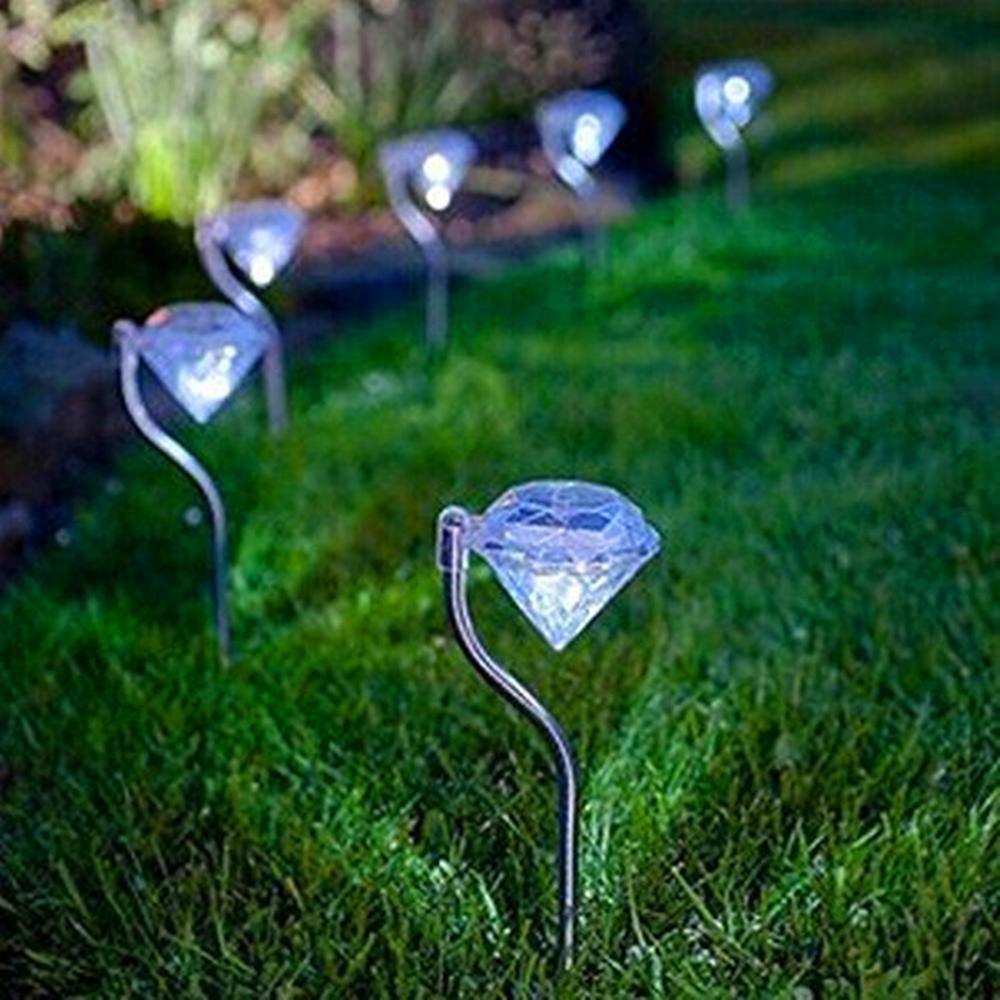 4-Pack Solar Garden Diamond LED Lights | Waterproof Landscape Path Lights | Alta's Garden