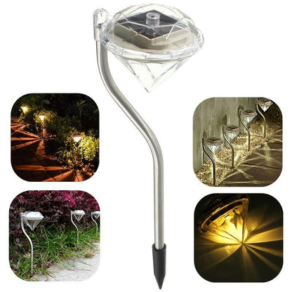 4-Pack Solar Garden Diamond LED Lights | Waterproof Landscape Path Lights | Alta's Garden