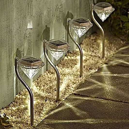 4 Solar Garden Diamond LED Lamps