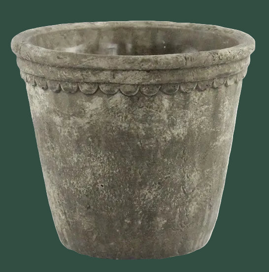 White Wash & Charcoal Scalloped Cement Pot | Decorative Succulent Planter | Alta's Garden