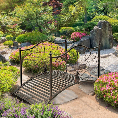 4-ft Metal Garden Bridge with Black Bronze Finish