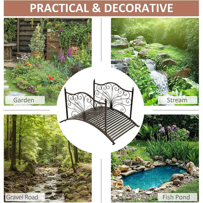 4-ft Metal Garden Bridge with Black Bronze Finish