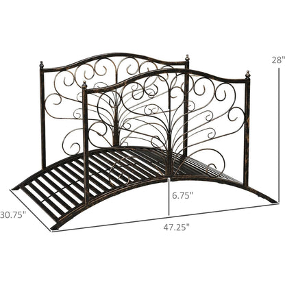 4-ft Metal Garden Bridge with Black Bronze Finish