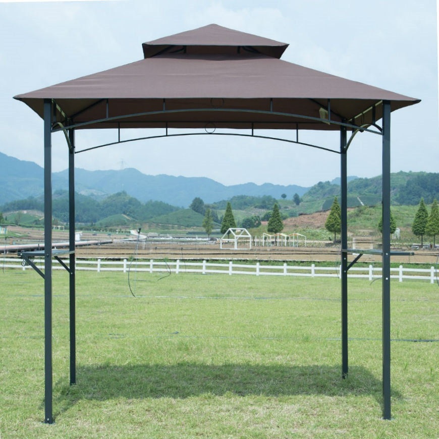 8x5 ft Outdoor BBQ Gazebo with Double Vented Canopy