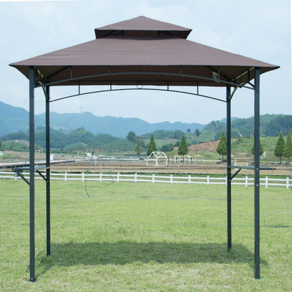 8x5 ft Outdoor BBQ Gazebo with Double Vented Canopy