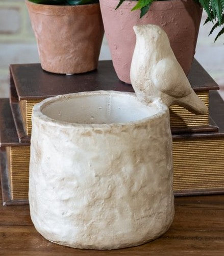 Beige Cement Bird Perch Planter | Decorative Succulent & Herb Planter | Alta's Garden