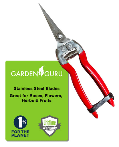 Garden Guru Stainless Steel Pruning Shears – Precision Garden Snips for Plants, Herbs & Flowers