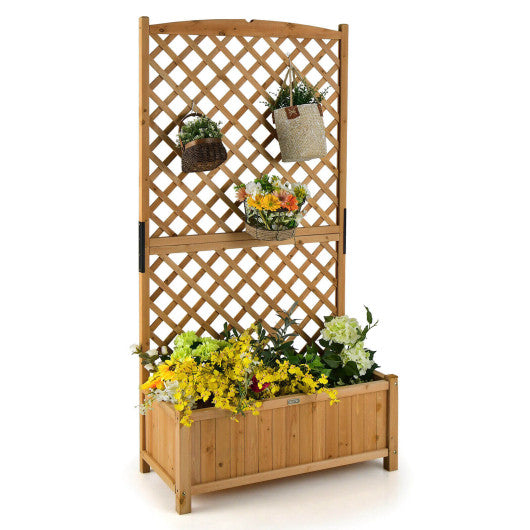 Planter Raised Bed with Trellis for Plant & Flower Climbing