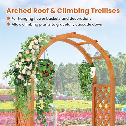 Rustic Fir Wood Garden Planter with Arched Trellis