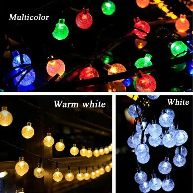 Crystal Fairy Solar String Lights: 8 Modes Waterproof Outdoor Patio Decor