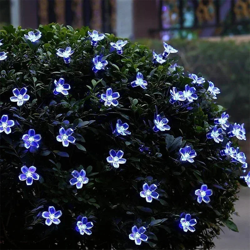 Solar String Cherry Flower Outdoor Lights