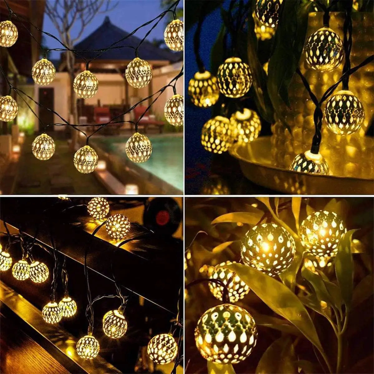 Moroccan Ball Solar String Lights | Outdoor LED Fairy Lights | Alta's Garden