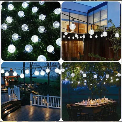 Crystal Fairy Solar String Lights: 8 Modes Waterproof Outdoor Patio Decor