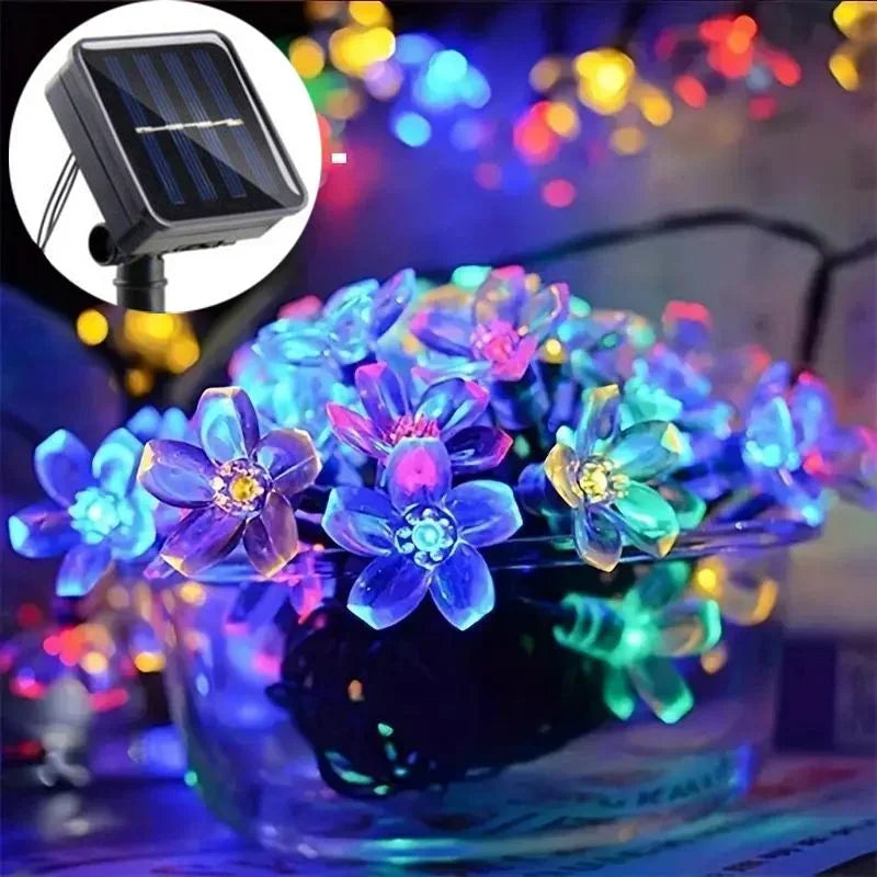 Solar String Cherry Flower Outdoor Lights