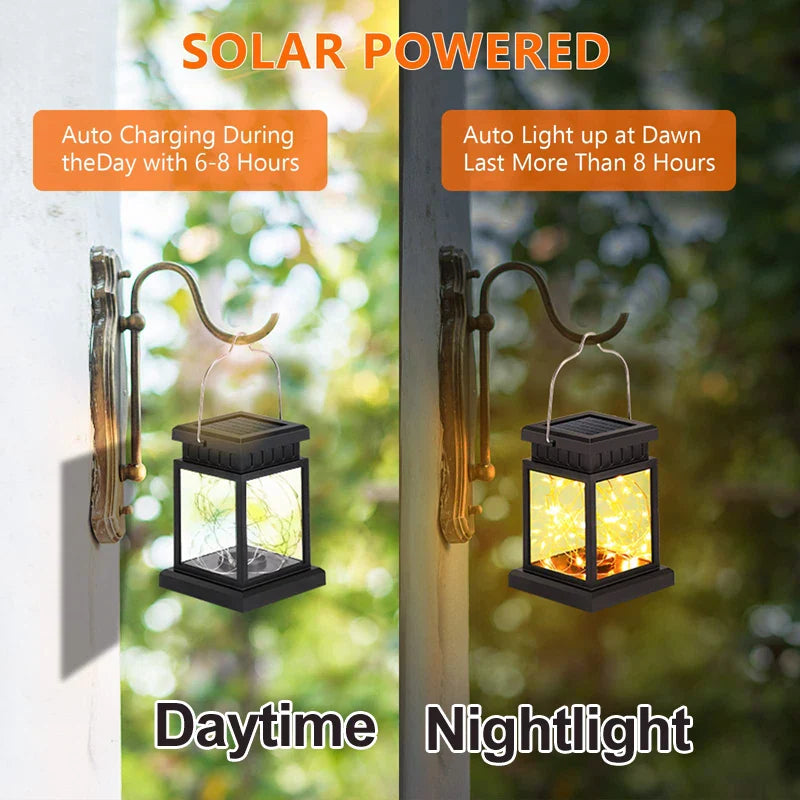 Outdoor Solar LED Lanterns Hanging Balcony or Garden Candle Lights