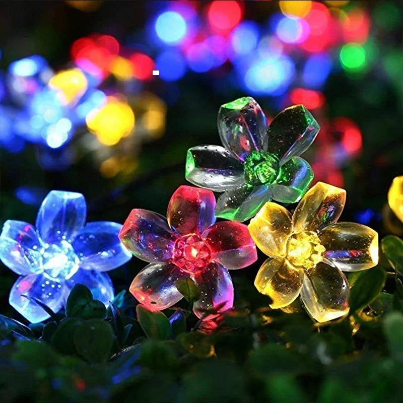 Solar String Cherry Flower Outdoor Lights