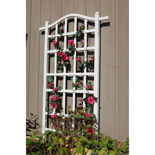 Outdoor White Vinyl Garden Plant Trellis with Ground Anchors