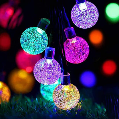 Solar Crystal Globe String Lights – 8 Lighting Modes | Waterproof Outdoor Patio & Garden Decor (White)