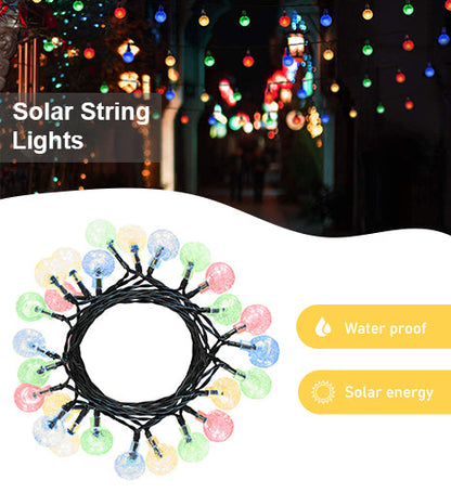 Solar Crystal Globe String Lights – 8 Lighting Modes | Waterproof Outdoor Patio & Garden Decor (White)