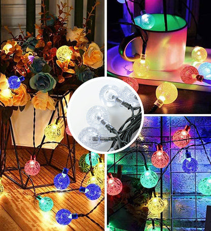 Solar Crystal Globe String Lights – 8 Lighting Modes | Waterproof Outdoor Patio & Garden Decor (White)