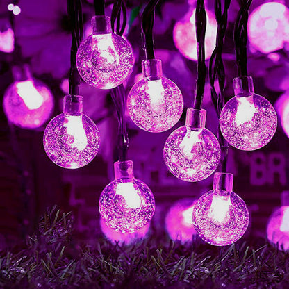 Solar Crystal Globe String Lights – 8 Lighting Modes | Waterproof Outdoor Patio & Garden Decor (White)