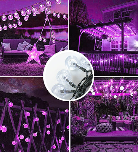 Solar Crystal Globe String Lights – 8 Lighting Modes | Waterproof Outdoor Patio & Garden Decor (White)
