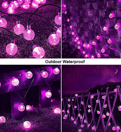 Solar Crystal Globe String Lights – 8 Lighting Modes | Waterproof Outdoor Patio & Garden Decor (White)