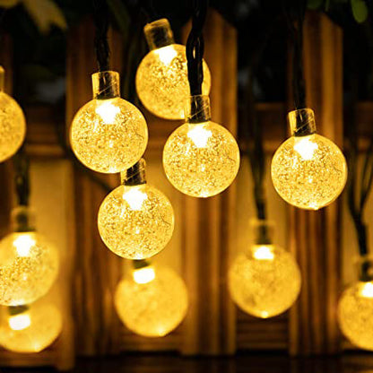 Solar Crystal Globe String Lights – 8 Lighting Modes | Waterproof Outdoor Patio & Garden Decor (White)