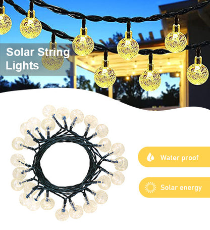 Solar Crystal Globe String Lights – 8 Lighting Modes | Waterproof Outdoor Patio & Garden Decor (White)