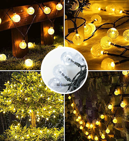 Solar Crystal Globe String Lights – 8 Lighting Modes | Waterproof Outdoor Patio & Garden Decor (White)