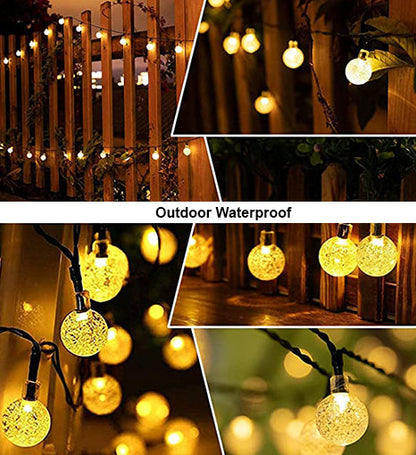 Solar Crystal Globe String Lights – 8 Lighting Modes | Waterproof Outdoor Patio & Garden Decor (White)