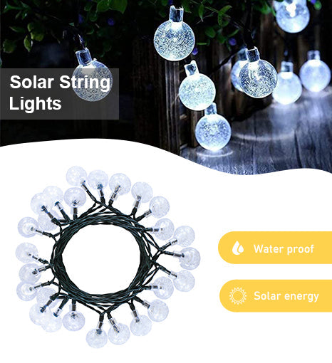 Solar Crystal Globe String Lights – 8 Lighting Modes | Waterproof Outdoor Patio & Garden Decor (White)