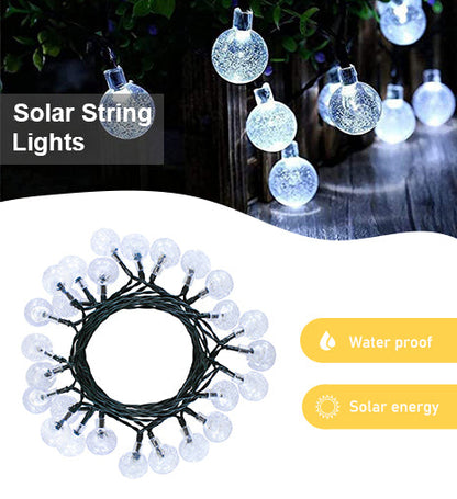 Solar Crystal Globe String Lights – 8 Lighting Modes | Waterproof Outdoor Patio & Garden Decor (White)