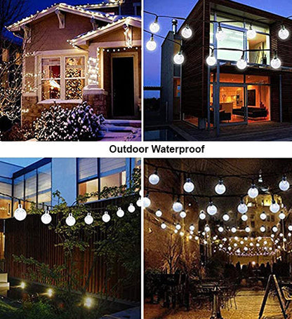 Solar Crystal Globe String Lights – 8 Lighting Modes | Waterproof Outdoor Patio & Garden Decor (White)