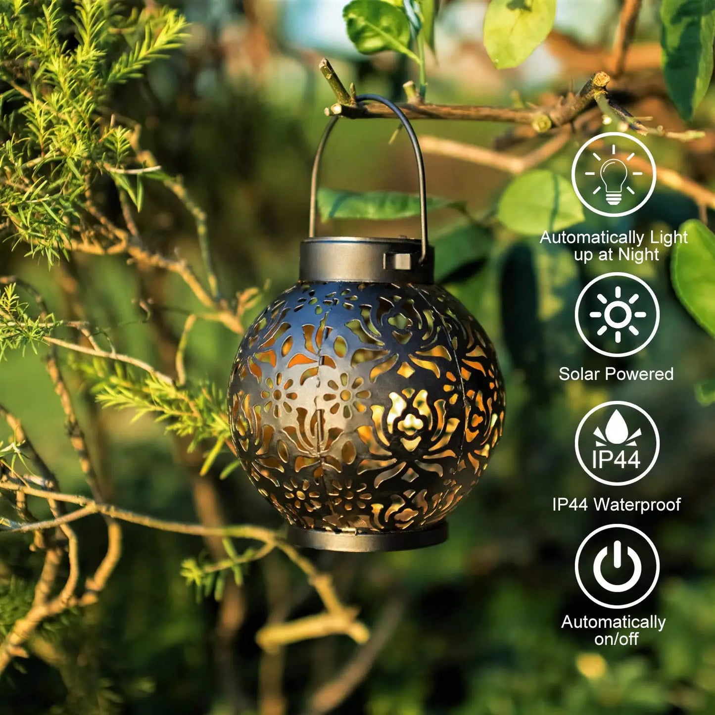Outdoor Solar Garden Hanging Iron Art