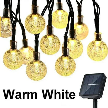 Crystal Fairy Solar String Lights: 8 Modes Waterproof Outdoor Patio Decor
