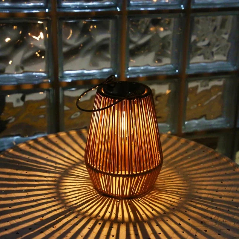 Outdoor Solar Hanging Lights Waterproof Woven Lanterns for Garden & Patio