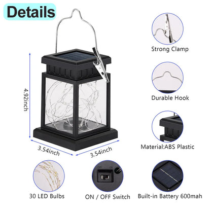 Outdoor Solar LED Lanterns Hanging Balcony or Garden Candle Lights