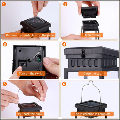 Outdoor Solar LED Lanterns Hanging Balcony or Garden Candle Lights