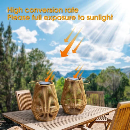 Outdoor Solar Hanging Lights Waterproof Woven Lanterns for Garden & Patio