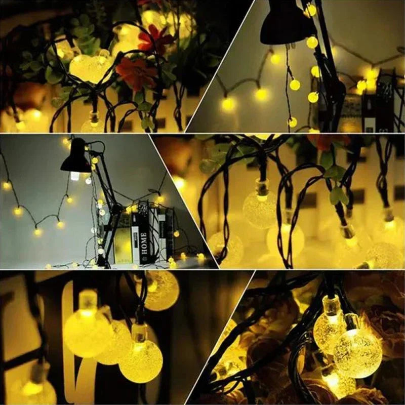 Crystal Fairy Solar String Lights: 8 Modes Waterproof Outdoor Patio Decor